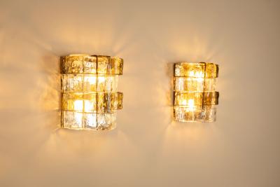 Carlo Nason Three LP277 Wall Lamps by Carlo Nason in Tobacco and Crystal Glass for Mazzega