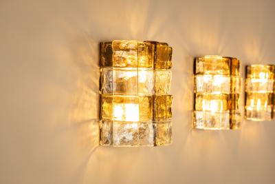 Carlo Nason Three LP277 Wall Lamps by Carlo Nason in Tobacco and Crystal Glass for Mazzega