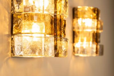Carlo Nason Three LP277 Wall Lamps by Carlo Nason in Tobacco and Crystal Glass for Mazzega