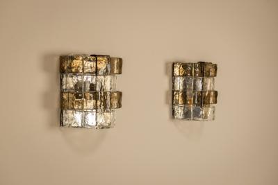 Carlo Nason Three LP277 Wall Lamps by Carlo Nason in Tobacco and Crystal Glass for Mazzega