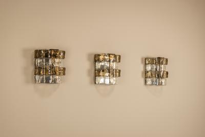 Carlo Nason Three LP277 Wall Lamps by Carlo Nason in Tobacco and Crystal Glass for Mazzega