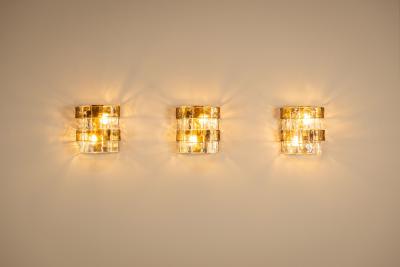 Carlo Nason Three LP277 Wall Lamps by Carlo Nason in Tobacco and Crystal Glass for Mazzega