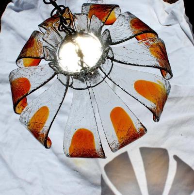 Carlo Nason Unique Carlo Nason Amber Chandelier for Mazzega Italy 1970s