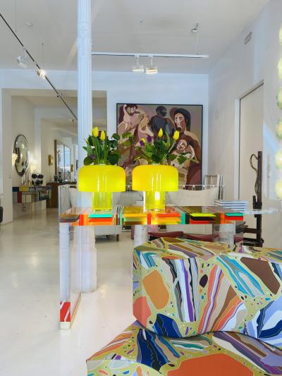 Carlo Nason Yellow Glass Rounded Table Lamp Mod Lt 226 Designed by Carlo Nason