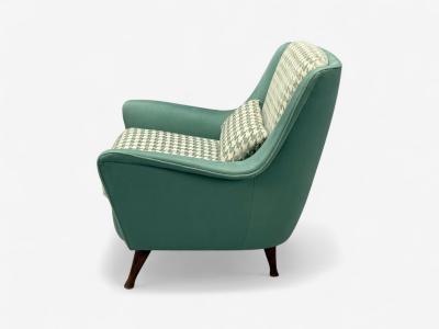 Carlo Pagani Carlo Pagani attr Fabric Wood Lounge Chairs Italy 1950s