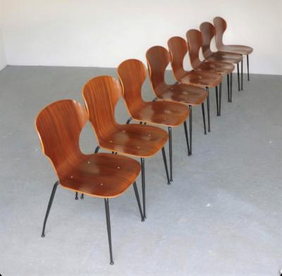 Carlo Ratti 8 Dining Chairs in Plywood Mod Lulli 