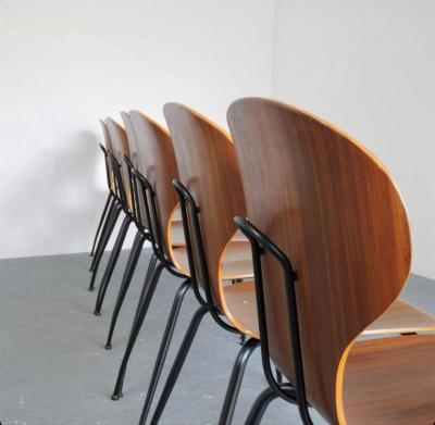 Carlo Ratti 8 Dining Chairs in Plywood Mod Lulli 
