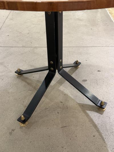 Carlo Ratti Carlo Ratti Geometric Walnut Round Table with Iron Base Italy 1950s
