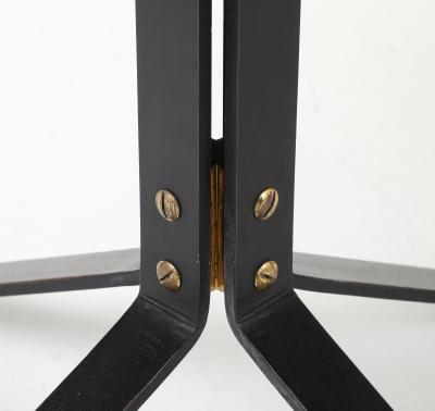 Carlo Ratti Carlo Ratti Geometric Walnut Round Table with Iron Base Italy 1950s