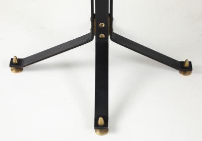 Carlo Ratti Carlo Ratti Geometric Walnut Round Table with Iron Base Italy 1950s