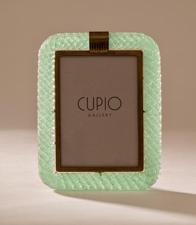 Carlo Scarpa A Treccia Green Pulegoso Glass Picture Frame by Carlo Scarpa for Venini c 1938