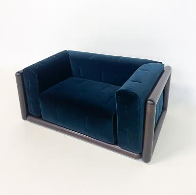 Carlo Scarpa Blue Velvet Cornaro Sofa by Carlo Scarpa for Gavina