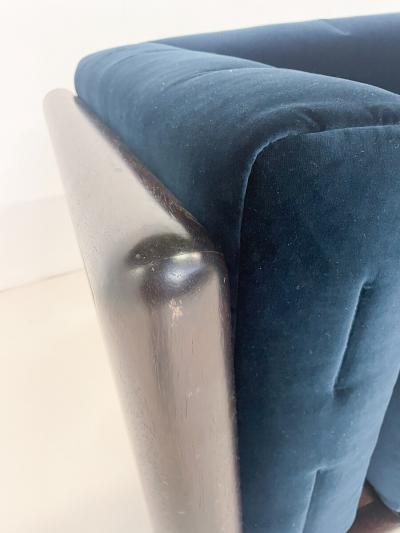 Carlo Scarpa Blue Velvet Cornaro Sofa by Carlo Scarpa for Gavina
