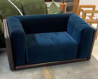 Carlo Scarpa Blue Velvet Cornaro Sofa by Carlo Scarpa for Gavina