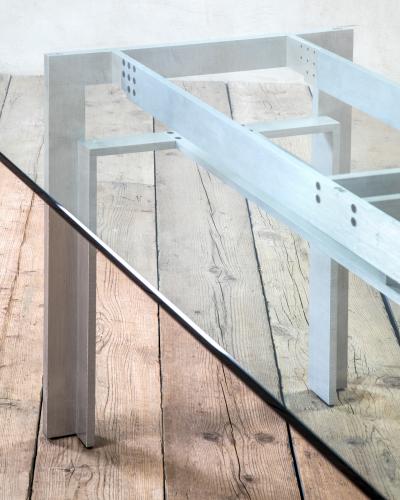 Carlo Scarpa Carlo Scarpa Table Mod Doge Steel and Crystal 60