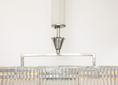 Carlo Scarpa Carlo Scarpa for Venini Cut Glass and Nickel Rectangular Chandelier circa 1930