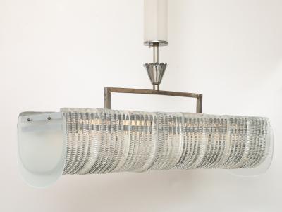 Carlo Scarpa Carlo Scarpa for Venini Cut Glass and Nickel Rectangular Chandelier circa 1930