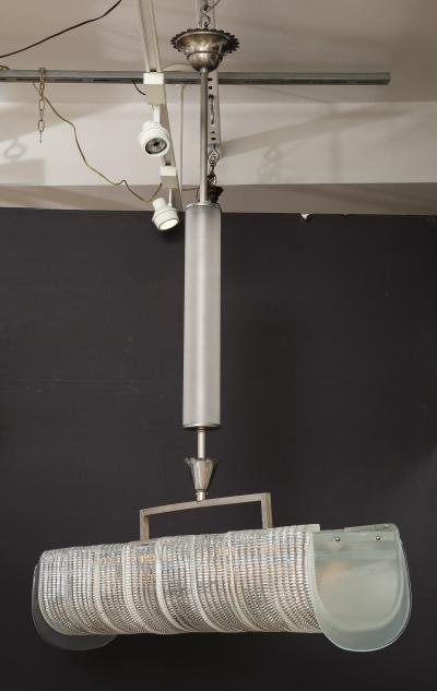 Carlo Scarpa Carlo Scarpa for Venini Cut Glass and Nickel Rectangular Chandelier circa 1930