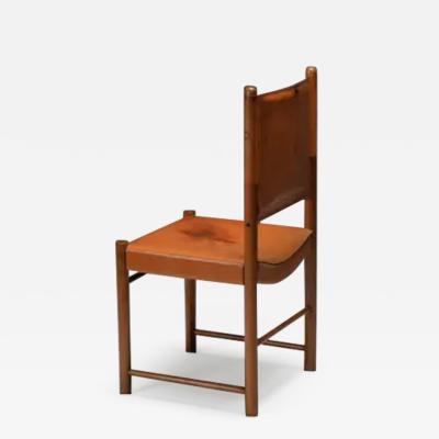 Carlo Scarpa Cognac Leather Dining Chairs Italy 1960s