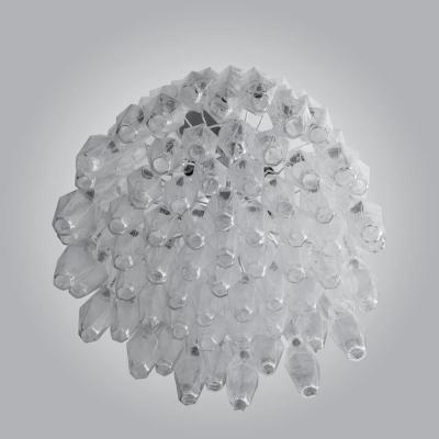 Carlo Scarpa DRUM SHAPED CLEAR POLIEDRI BLOWN MURANO GLASS CHANDELIER