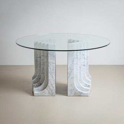 Carlo Scarpa Dining Table with White Marble Columns attributed to Carlo Scarpa Italy 1970