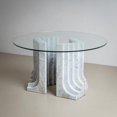 Carlo Scarpa Dining Table with White Marble Columns attributed to Carlo Scarpa Italy 1970