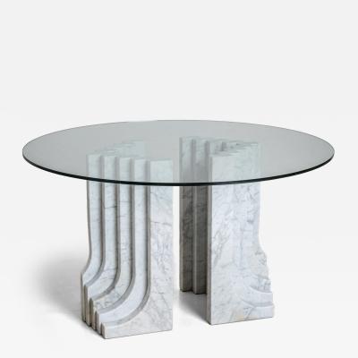 Carlo Scarpa Dining Table with White Marble Columns attributed to Carlo Scarpa Italy 1970