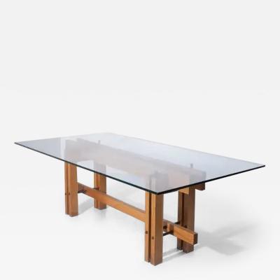 Carlo Scarpa Dining table attr to Carlo Scarpa geometric with glass top