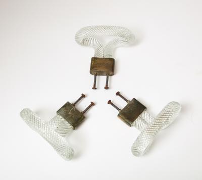 Carlo Scarpa Glass and Brass Hook Door Pull Attributed to Carlo Scarpa Italy c 1940