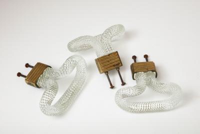 Carlo Scarpa Glass and Brass Hook Door Pull Attributed to Carlo Scarpa Italy c 1940