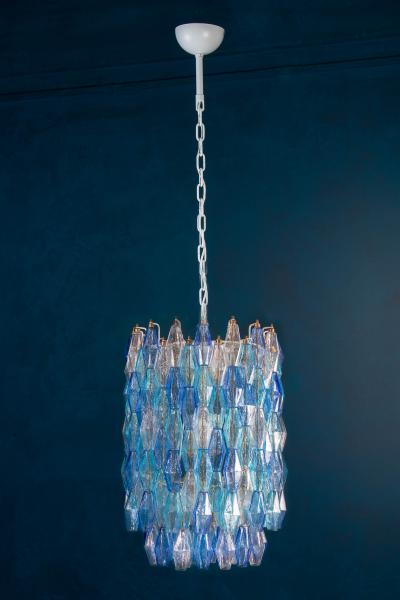 Carlo Scarpa Great Pair of Murano Glass Sapphire Colored Poliedri Chandelier Style C Scarpa