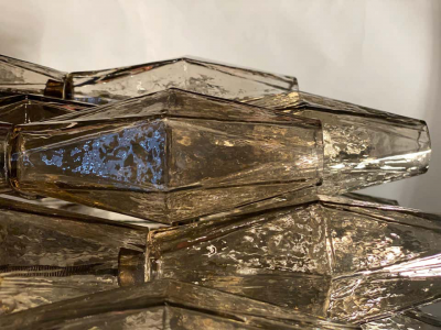 Carlo Scarpa Large Grey Poliedri Murano Glass Ceiling Light Carlo Scarpa Style