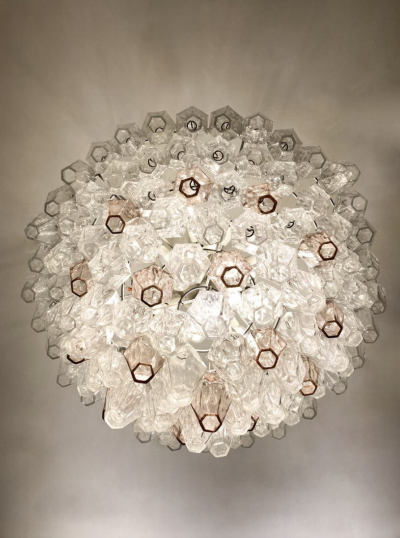 Carlo Scarpa Mid Century Murano Glass Chandelier Polyhedr by Carlo Scarpa Italy 1950s