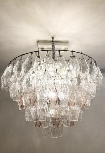 Carlo Scarpa Mid Century Murano Glass Chandelier Polyhedr by Carlo Scarpa Italy 1950s