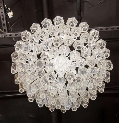 Carlo Scarpa Modernist Handblown Translucent Murano Glass Polyhedral Chandelier