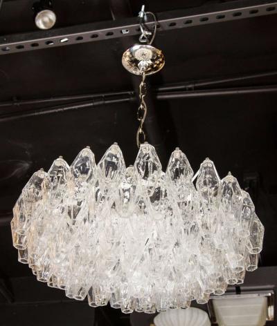 Carlo Scarpa Modernist Handblown Translucent Murano Glass Polyhedral Chandelier