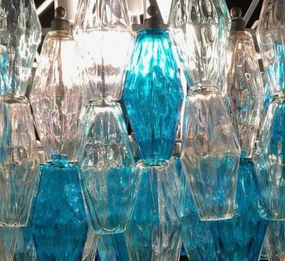 Carlo Scarpa Murano Glass Poliedri Sapphire Colored Chandelier in the Style of Carlo Scarpa