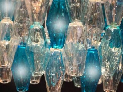Carlo Scarpa Murano Glass Poliedri Sapphire Colored Chandelier in the Style of Carlo Scarpa