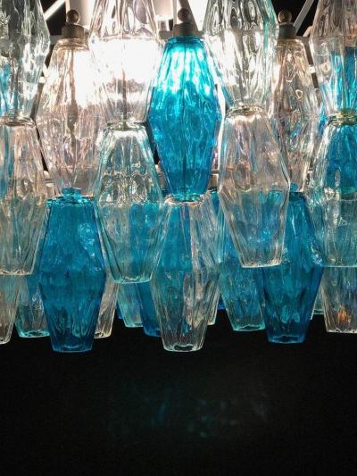 Carlo Scarpa Murano Glass Poliedri Sapphire Colored Chandelier in the Style of Carlo Scarpa