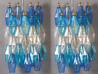 Carlo Scarpa Murano Glass Poliedri Sapphire Colored Chandelier in the Style of Carlo Scarpa