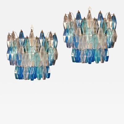 Carlo Scarpa Murano Glass Poliedri Sapphire Colored Chandelier in the Style of Carlo Scarpa