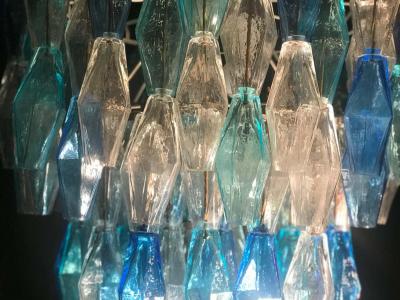 Carlo Scarpa Murano Glass Sapphire Colored Poliedri Chandelier in the Style C Scarpa