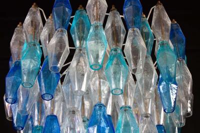 Carlo Scarpa Murano Glass Sapphire Colored Poliedri Chandelier in the Style C Scarpa