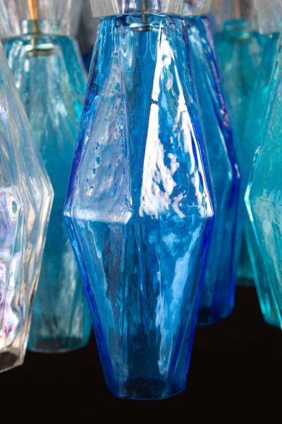 Carlo Scarpa Murano Glass Sapphire Colored Poliedri Chandelier in the Style C Scarpa