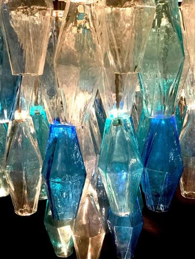 Carlo Scarpa Murano Glass Sapphire Colored Poliedri Chandelier in the Style C Scarpa