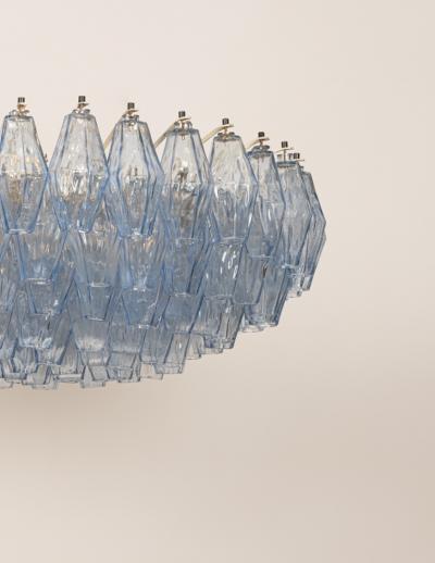Carlo Scarpa Original Blue Glass Poliedri Chandelier by Carlo Scarpa for Venini Italy c1960
