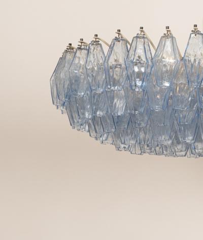 Carlo Scarpa Original Blue Glass Poliedri Chandelier by Carlo Scarpa for Venini Italy c1960