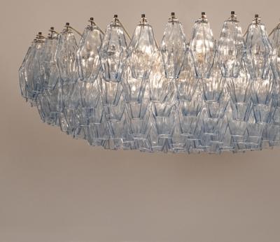 Carlo Scarpa Original Blue Glass Poliedri Chandelier by Carlo Scarpa for Venini Italy c1960