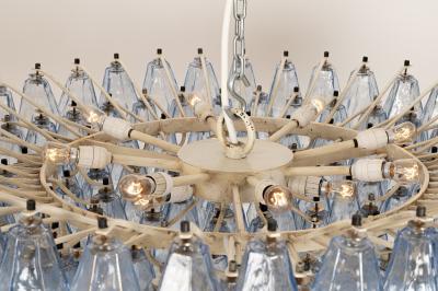 Carlo Scarpa Original Blue Glass Poliedri Chandelier by Carlo Scarpa for Venini Italy c1960
