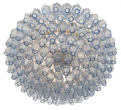 Carlo Scarpa Original Blue Glass Poliedri Chandelier by Carlo Scarpa for Venini Italy c1960